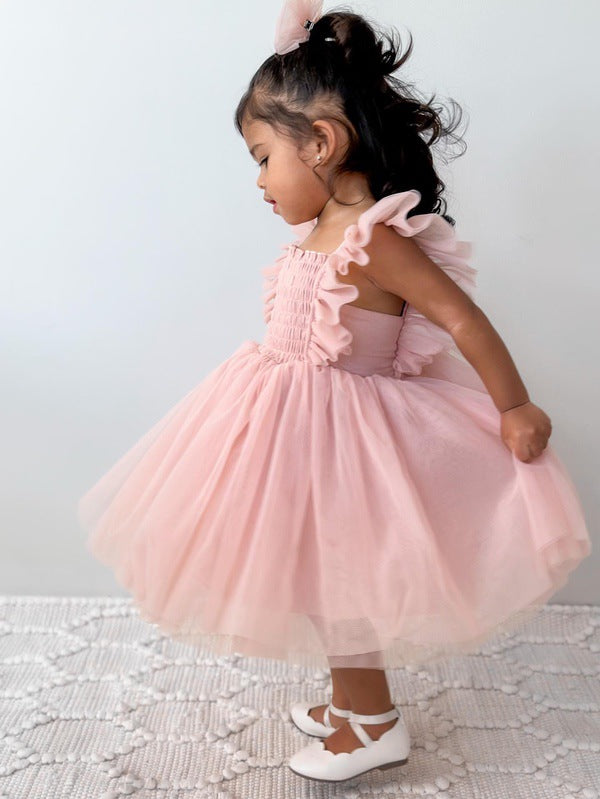 A Little Lacey Lotus Dusty Pink Ruffle Dress