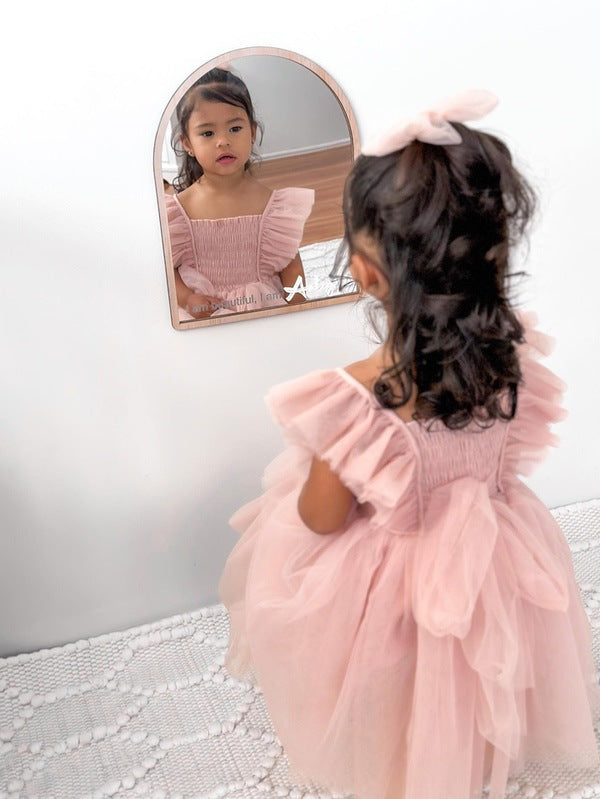 A Little Lacey Lotus Dusty Pink Ruffle Dress