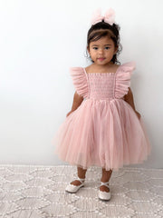 A Little Lacey Lotus Dusty Pink Ruffle Dress