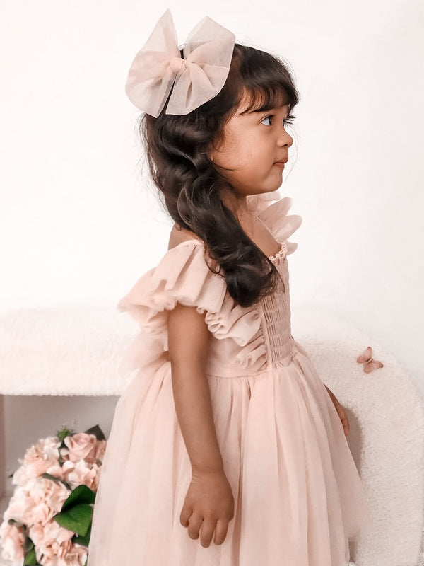 A Little Lacey Lotus Dusty Pink Ruffle Dress