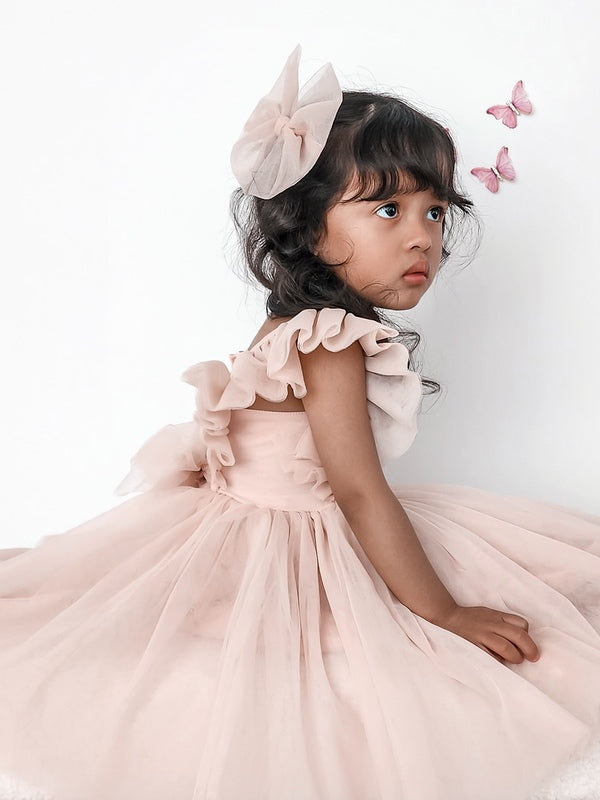 A Little Lacey Lotus Dusty Pink Ruffle Dress