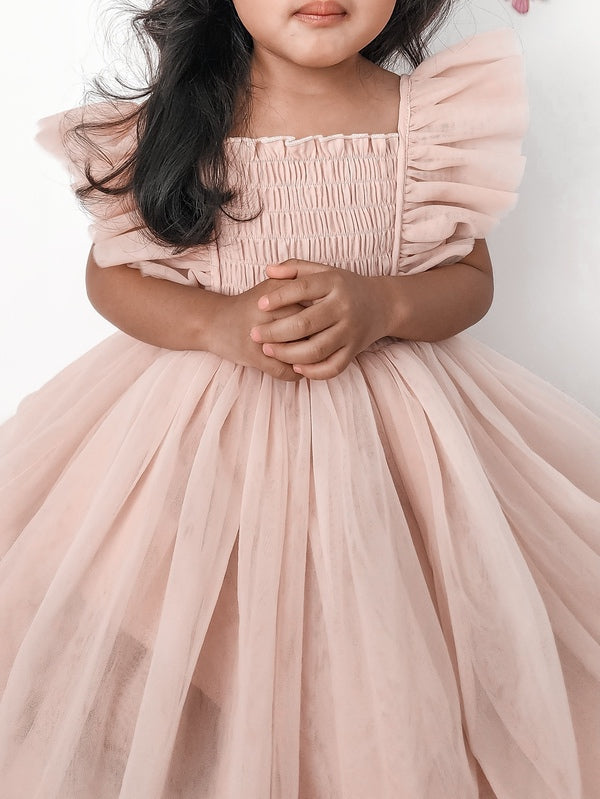 A Little Lacey Lotus Dusty Pink Ruffle Dress