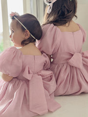 A Little Lacey Lucy Puff Sleeve Dusty Pink Baby Romper