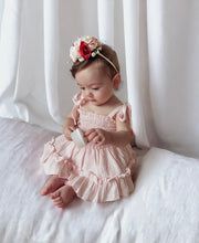 A Little Lacey Maya Peach Muslin Baby Romper