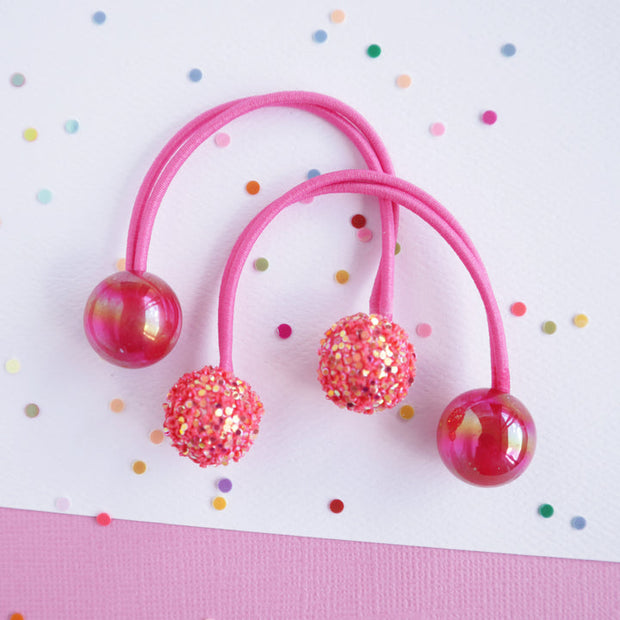 Lauren Hinkley - Mon Coco - Sparkle Gem Hair Bobbles - Hot Pink