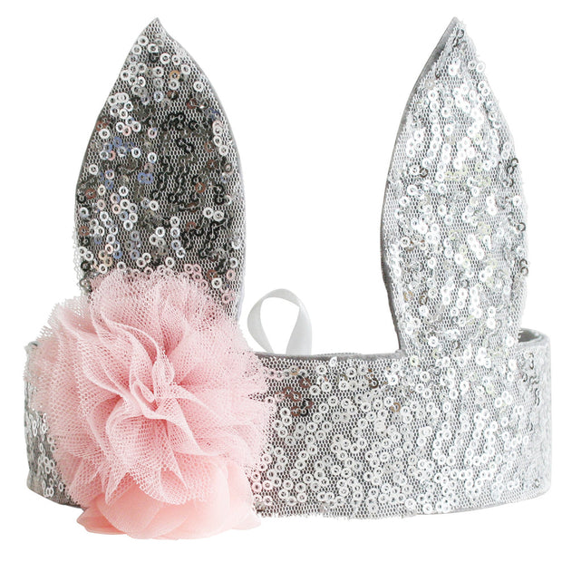 Alimrose Sequin Bunny Crown Silver