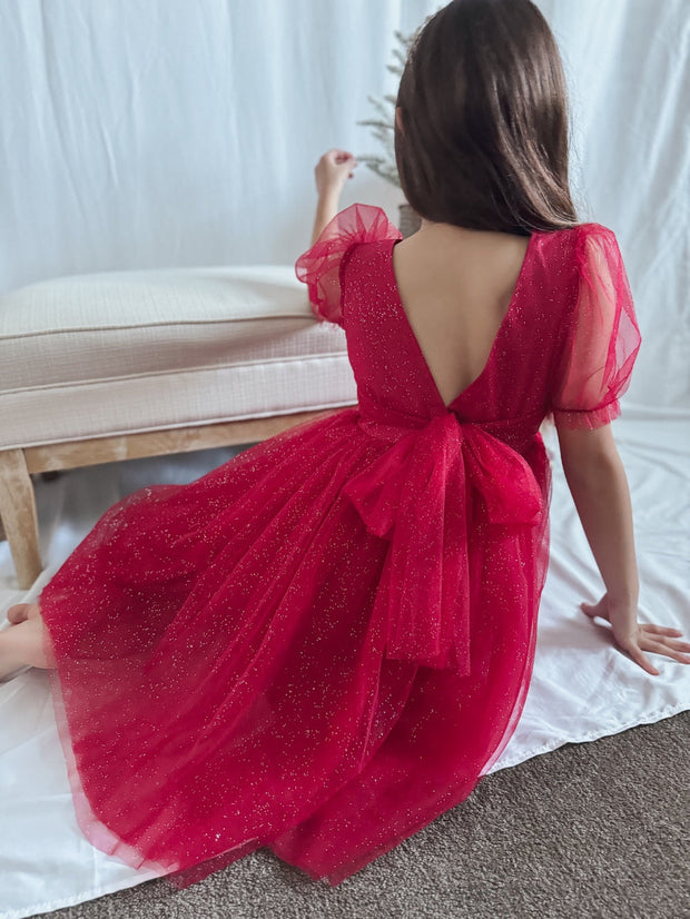 A Little Lacey Nina Red Sparkle Christmas Dress