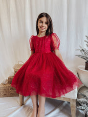 A Little Lacey Nina Red Sparkle Christmas Dress