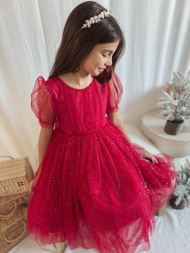 A Little Lacey Nina Red Sparkle Christmas Dress