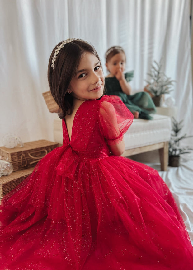 A Little Lacey Nina Red Sparkle Christmas Dress