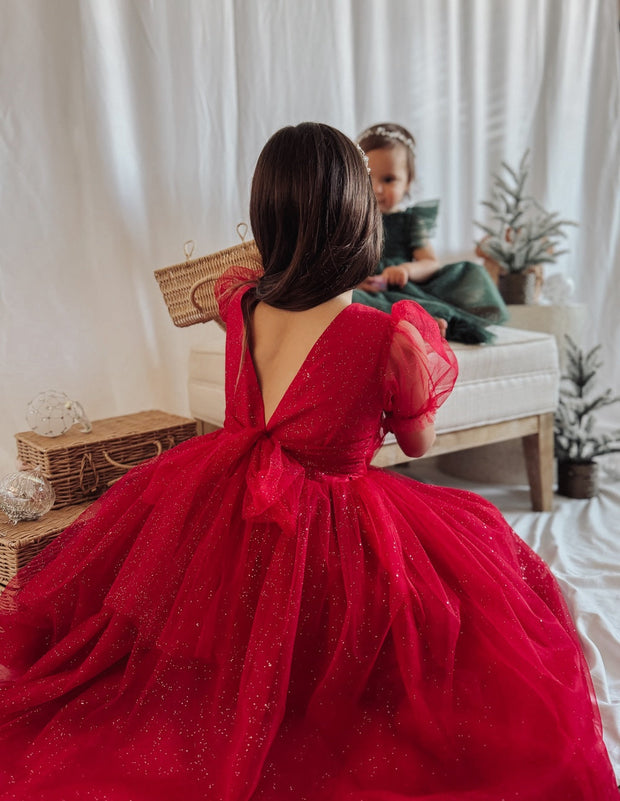 A Little Lacey Nina Red Sparkle Christmas Dress