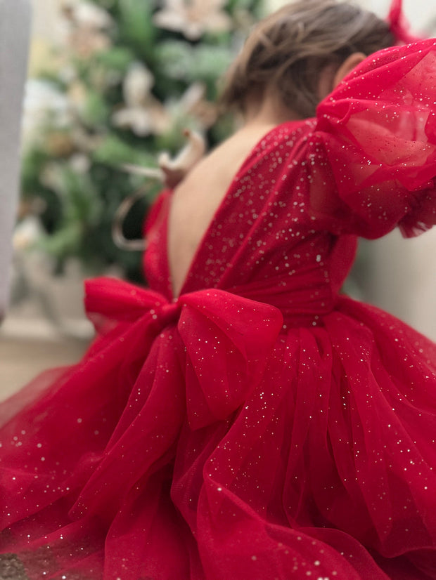 A Little Lacey Nina Red Sparkle Christmas Romper