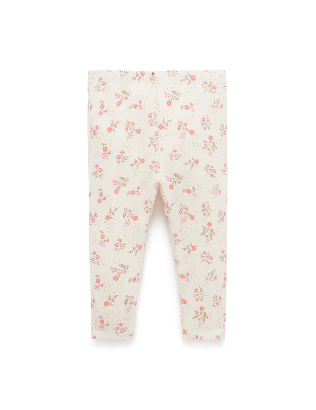 Purebaby Rib Leggings - Cloud Daisy