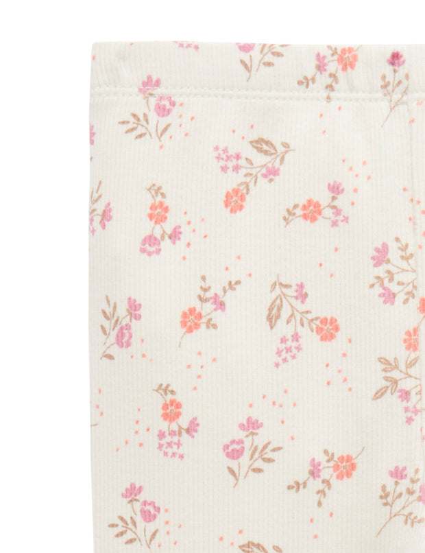 Purebaby Rib Leggings - Cloud Daisy