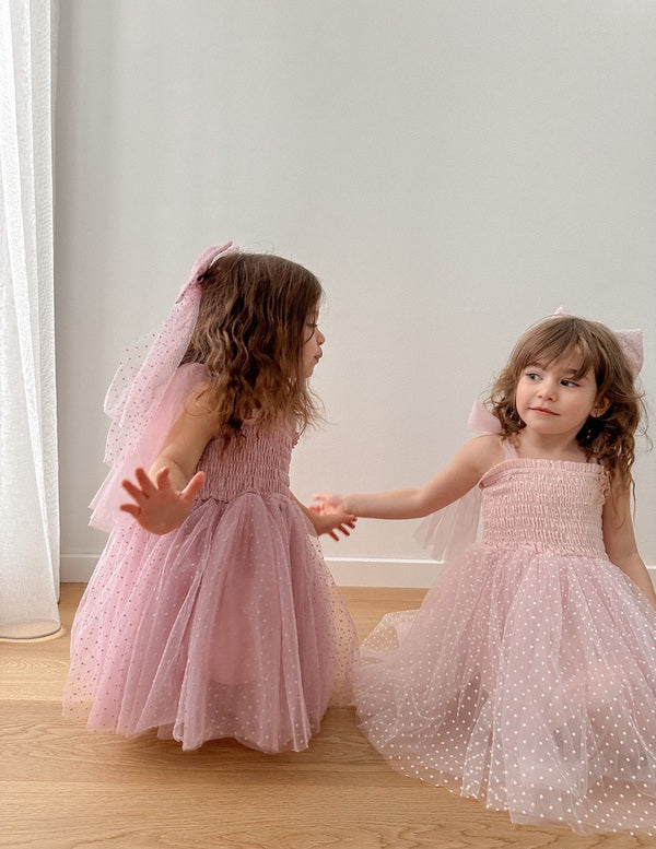 A Little Lacey Poppy Pink Swiss Dot Dress