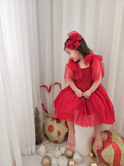 A Little Lacey Poppy Red Christmas Dress