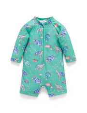 Purebaby Long Sleeve Rashie Sunsuit Sea Turtles