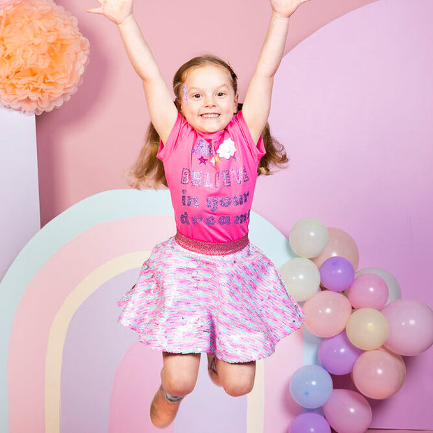 Glitter Girl Sparkling Pink T-Shirt - "Believe in your Dreams"