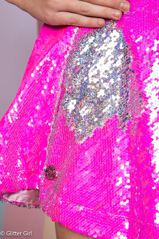 Glitter Girl Sparkling Sequinned Skirt in Pink