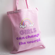 Glitter Girl Cotton Tote Bag - Change the World