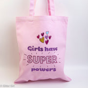 Glitter Girl Cotton Tote Bag - Super Powers