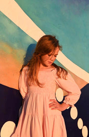 A Little Lacey Willa Girls Peach Dress