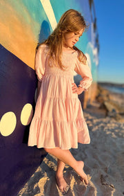 A Little Lacey Willa Girls Peach Dress