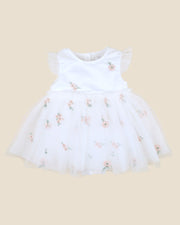 Bébé by Minihaha – Ivory Floral Embroidered Tulle Overlay Dress