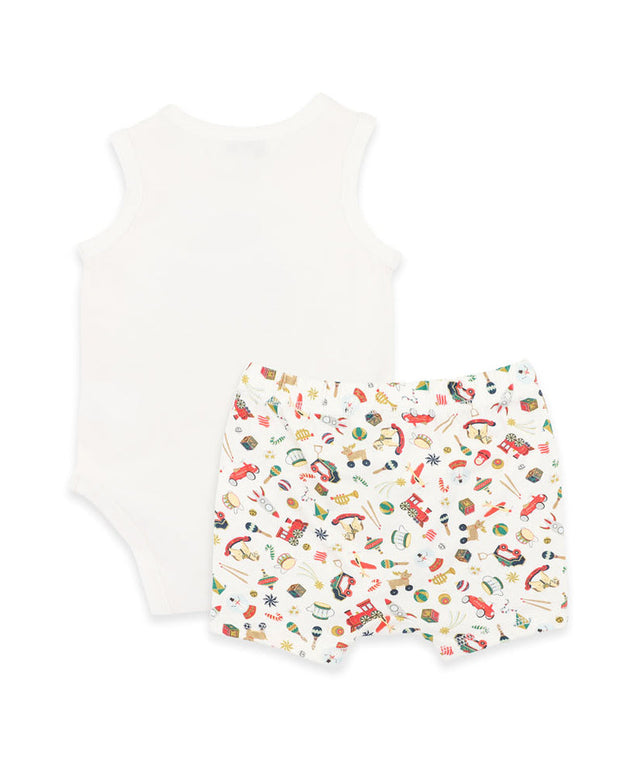 Bébé by Minihaha Festive Train Singletsuit & Shorts Set