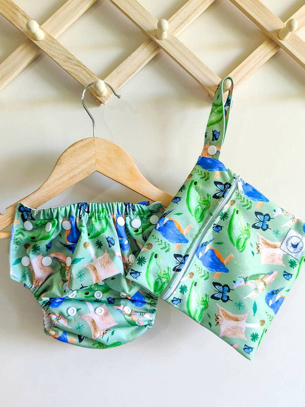 Little E & Co Reusable Swim Nappy & Mini Wet Bag Combo - Forest