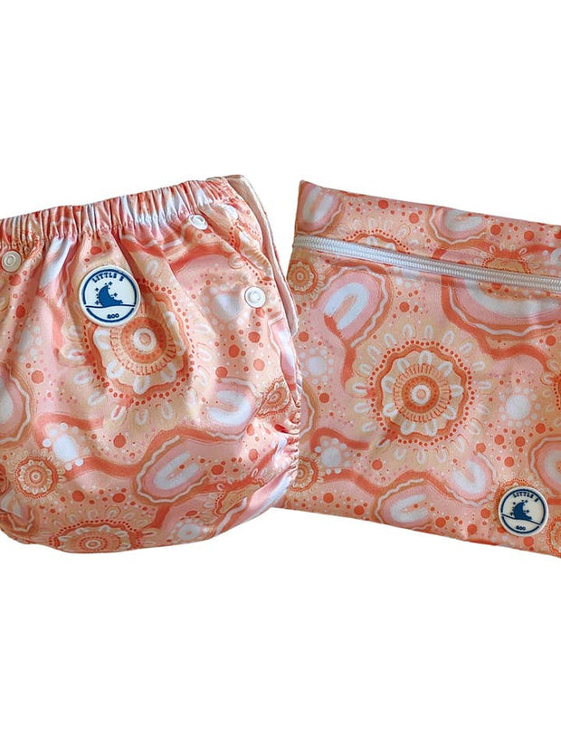 Little E & Co Reusable Swim Nappy & Mini Wet Bag Combo - Community Connected To Land