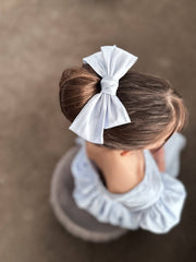 A Little Lacey Girls Blue Satin Bow