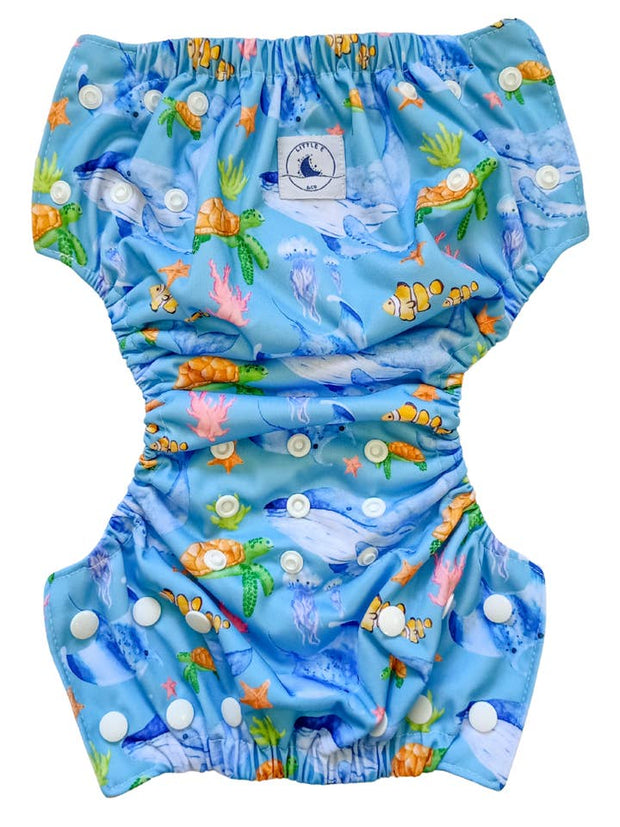 Little E & Co Reusable Swim Nappy & Mini Wet Bag Combo - Ocean