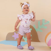 Snuggle Hunny Short Sleeve Organic Bodysuit with Frill -  Mermaid