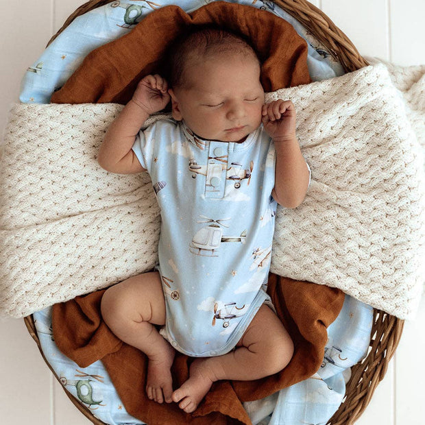 Snuggle Hunny Taking Flight Short Sleeve Organic Bodysuit
