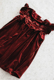 Bencer & Hazlenut Velvet Playsuit/Dress: Red Ivy