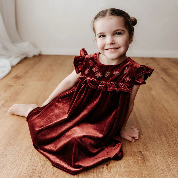 Bencer & Hazlenut Velvet Playsuit/Dress: Red Ivy