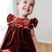 Bencer & Hazlenut Velvet Playsuit/Dress: Red Ivy