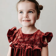 Bencer & Hazlenut Velvet Playsuit/Dress: Red Ivy