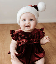 Bencer & Hazlenut Velvet Playsuit/Dress: Red Ivy