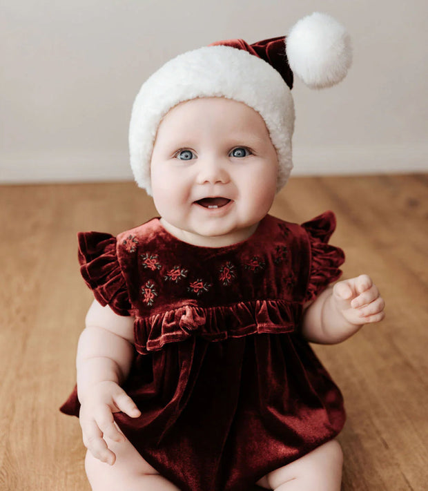 Bencer & Hazlenut Velvet Playsuit/Dress: Red Ivy