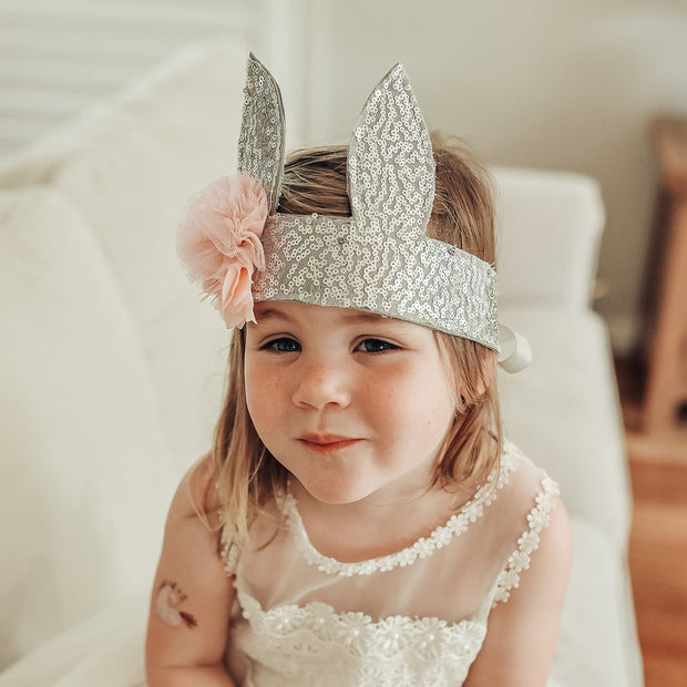 Alimrose Sequin Bunny Crown Silver