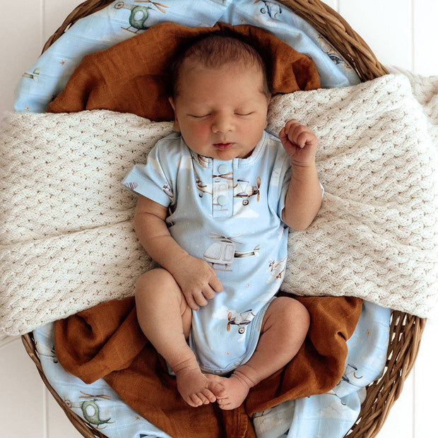 Snuggle Hunny Taking Flight Short Sleeve Organic Bodysuit
