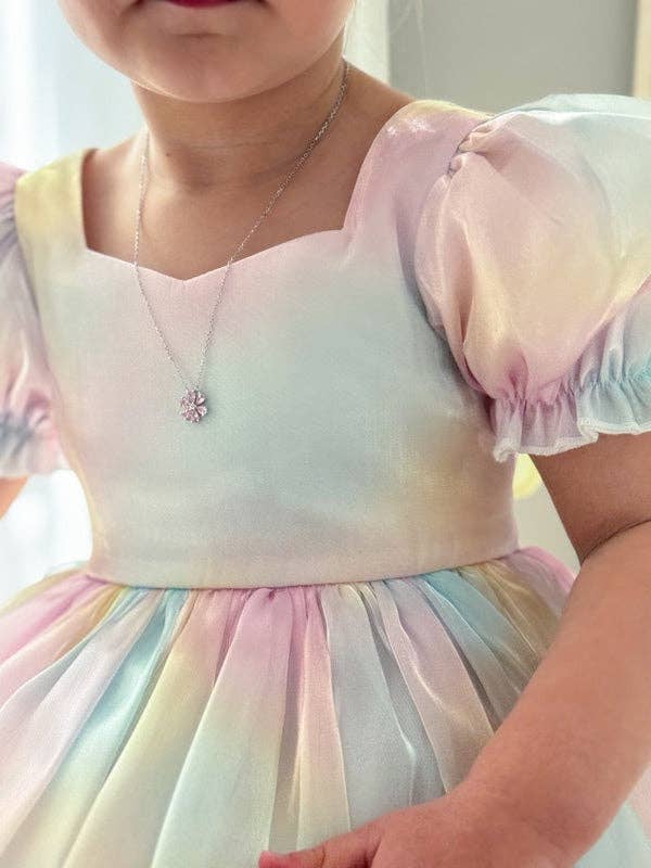 A Little Lacey Anastasia Girls Rainbow Organza Dress
