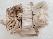 Petite & Co Nappy Caddy Organiser -Teddy - Beige Handles