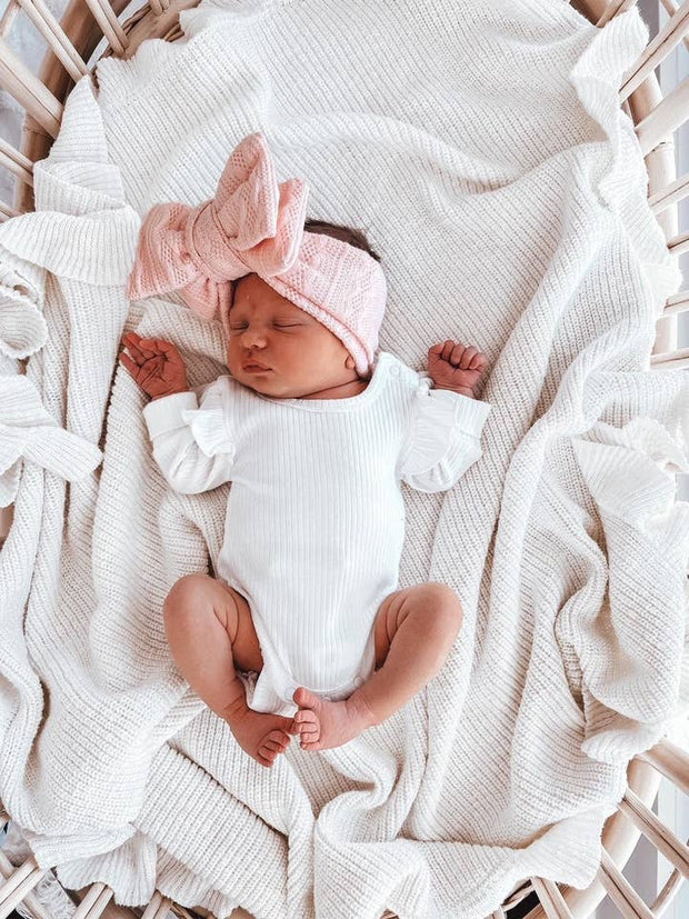 Petite & Co Knit Oversized Bow - Baby Pink