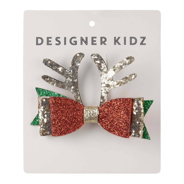 Designer Kidz Reindeer Bow Hair Clip