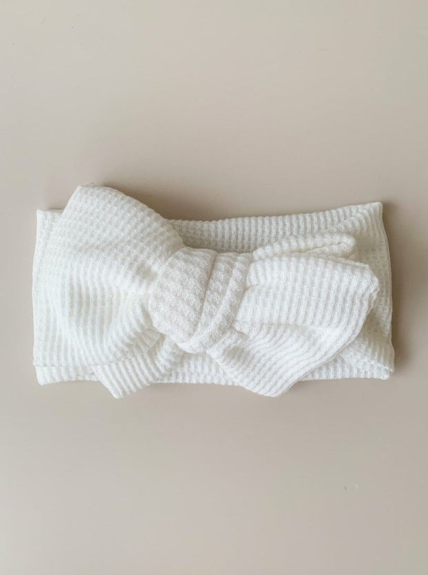 Petite & Co Chunky Waffle Bow Headband - White