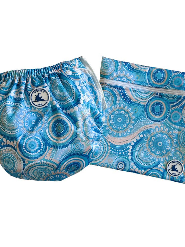 Little E & Co Reusable Swim Nappy & Mini Wet Bag Combo - Called Home To The Ocean