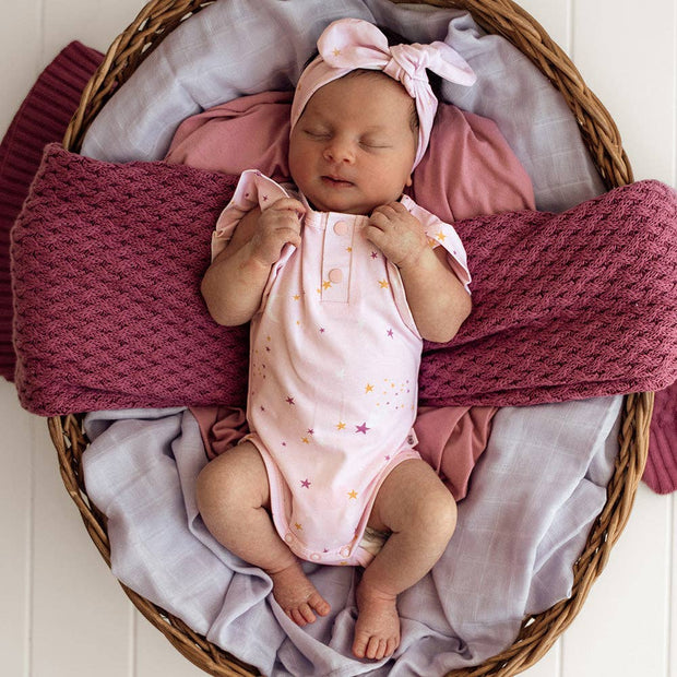 Snuggle Hunny Twinkle Short Sleeve Organic Bodysuit with Frill